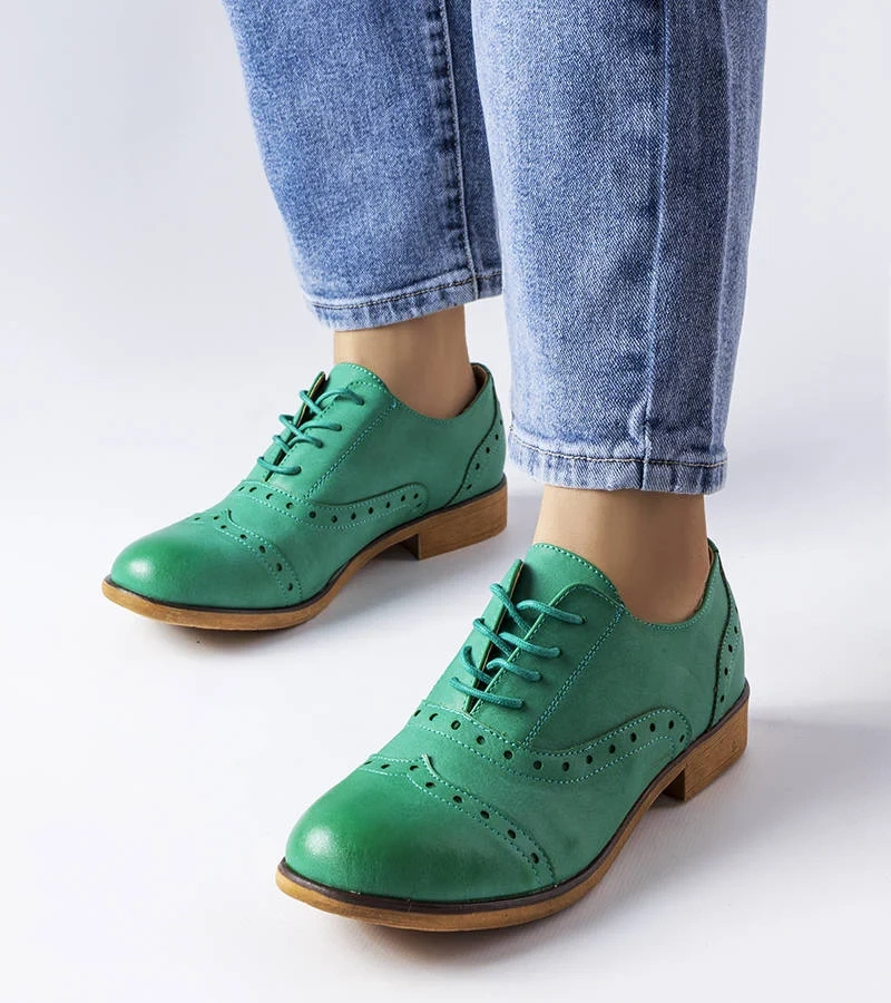 Zöld Oxford cipők Lizotte díszítéssel
