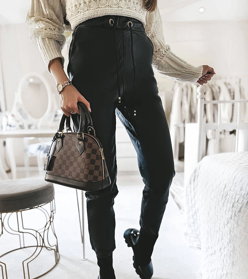 Fekete viaszolt Zane futó nadrág