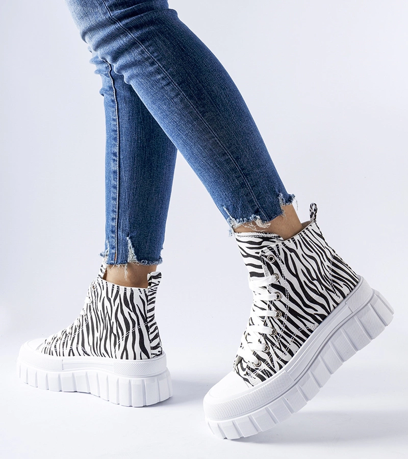 Magas platformos zebra mintás tornacipő Fiave