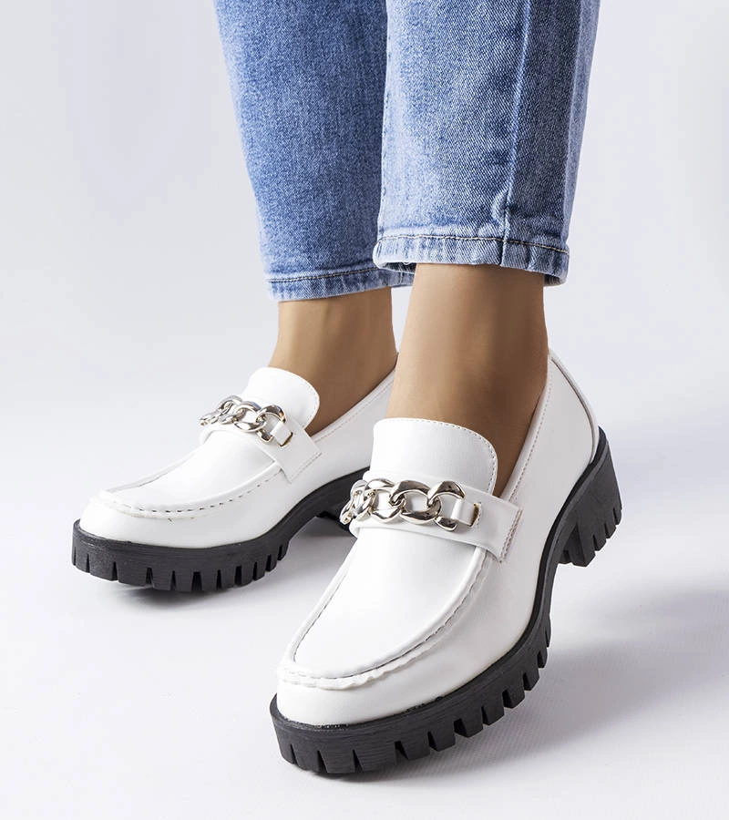 Fehér traktoros talpú mokaszinok Faiz