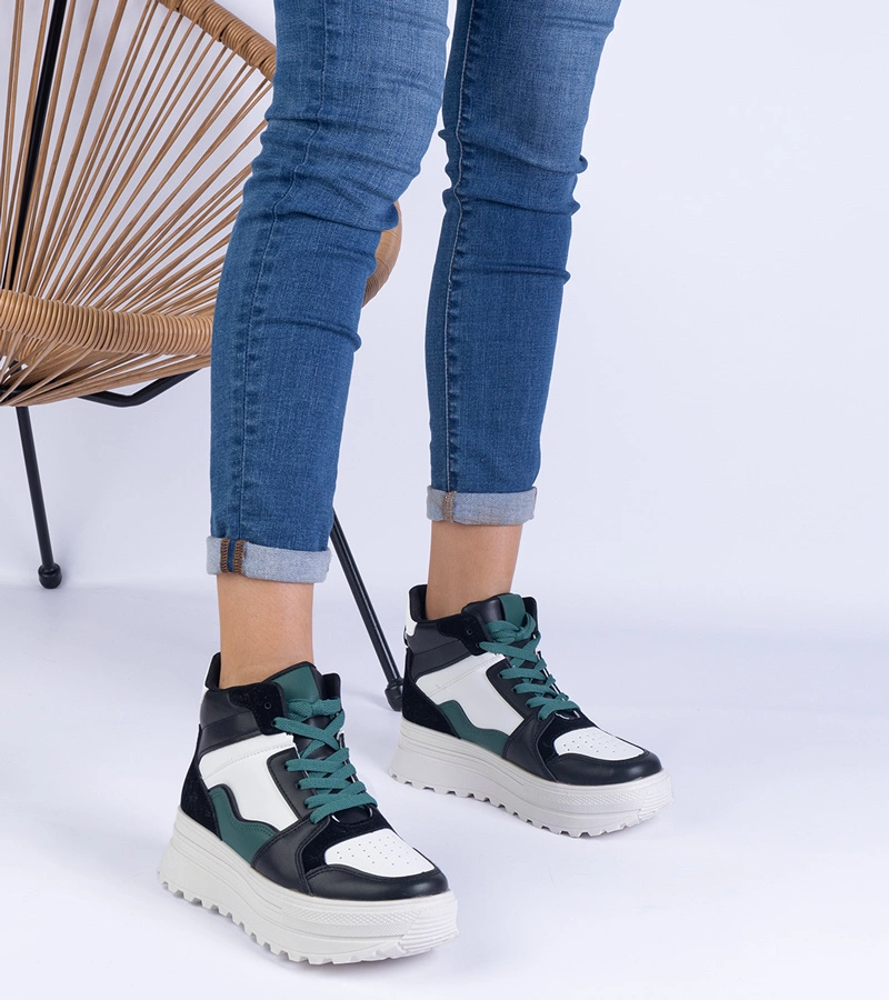 Sunline női sportos fekete-fehér platformos tornacipő