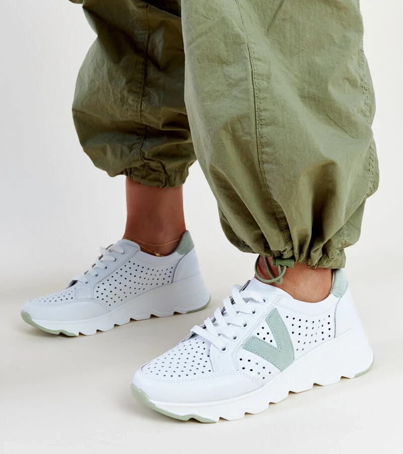 Fehér bőr VINCEZA hálós edzőcipők