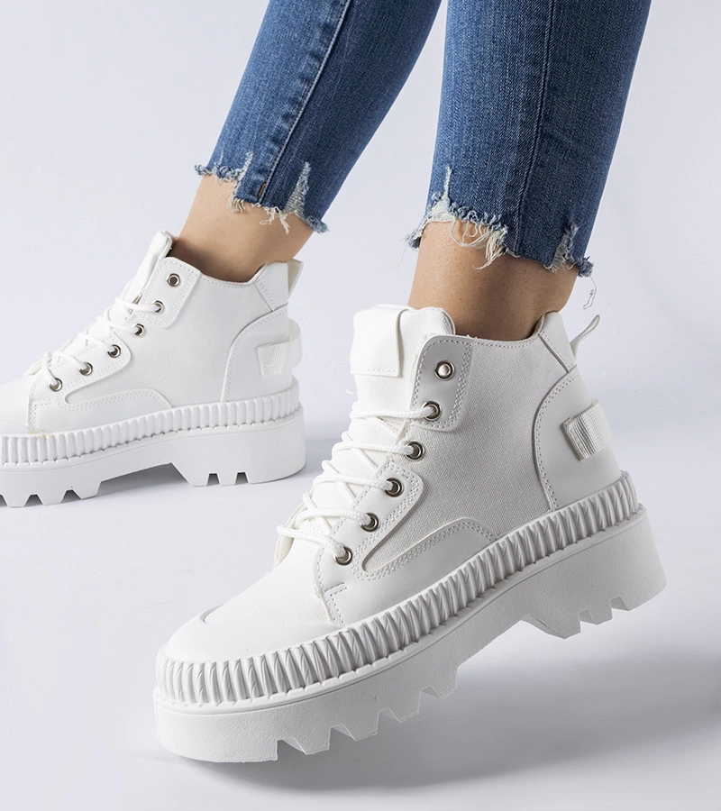 Fehér magas talpú tornacipő Grotta