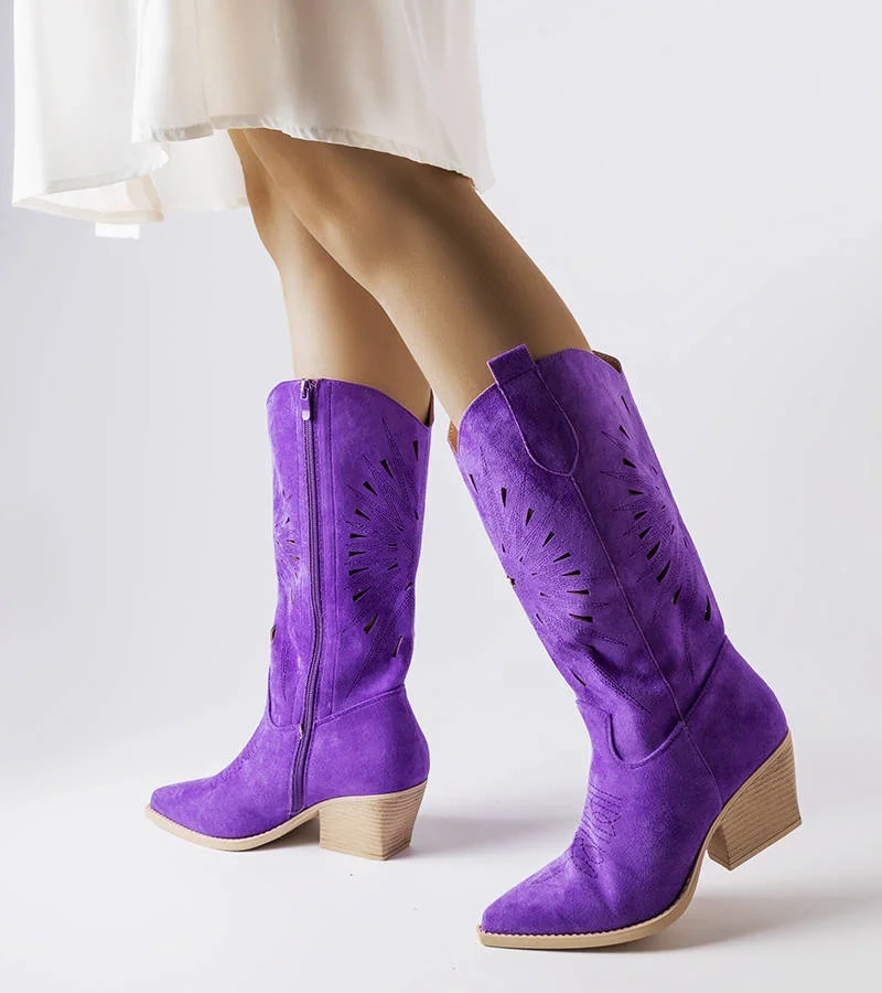 Valdengo lila csipkés cowboy csizma