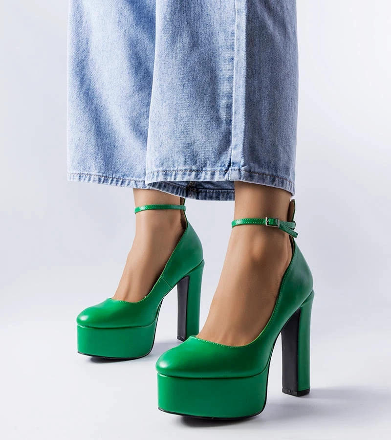 Zöld magas sarkú Hervé cipők