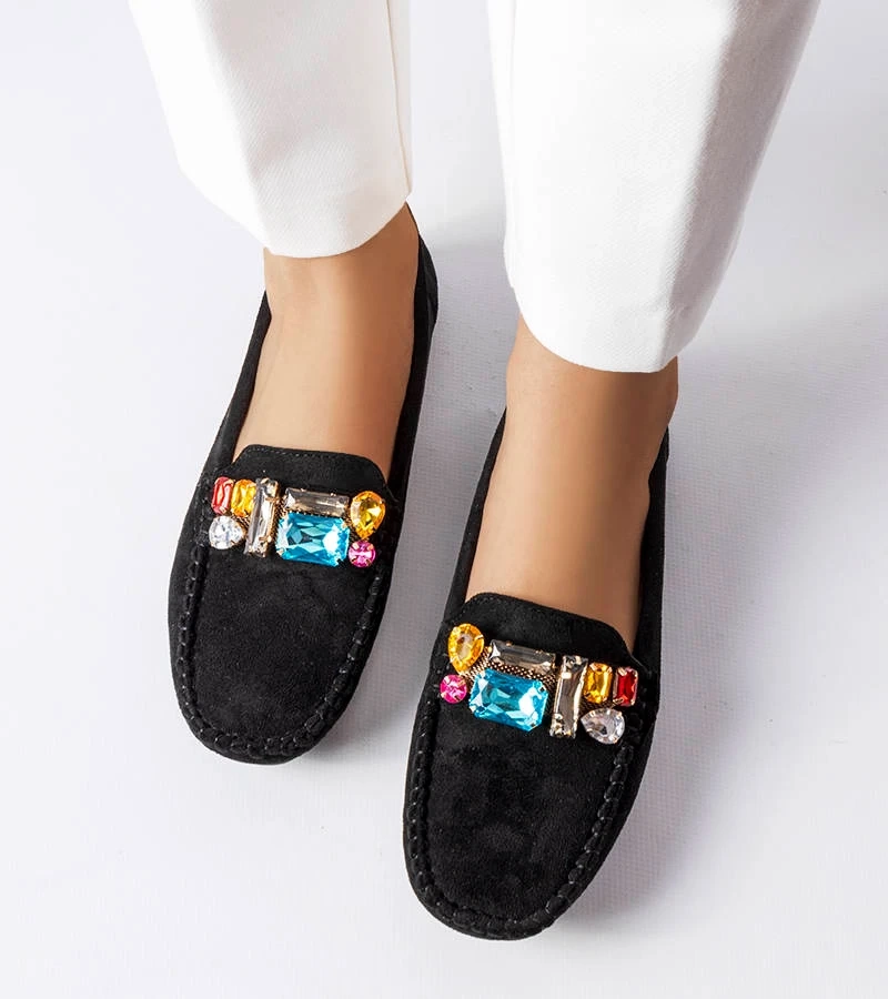 Fekete bőr talpbetétes Bertrand mokaszinok