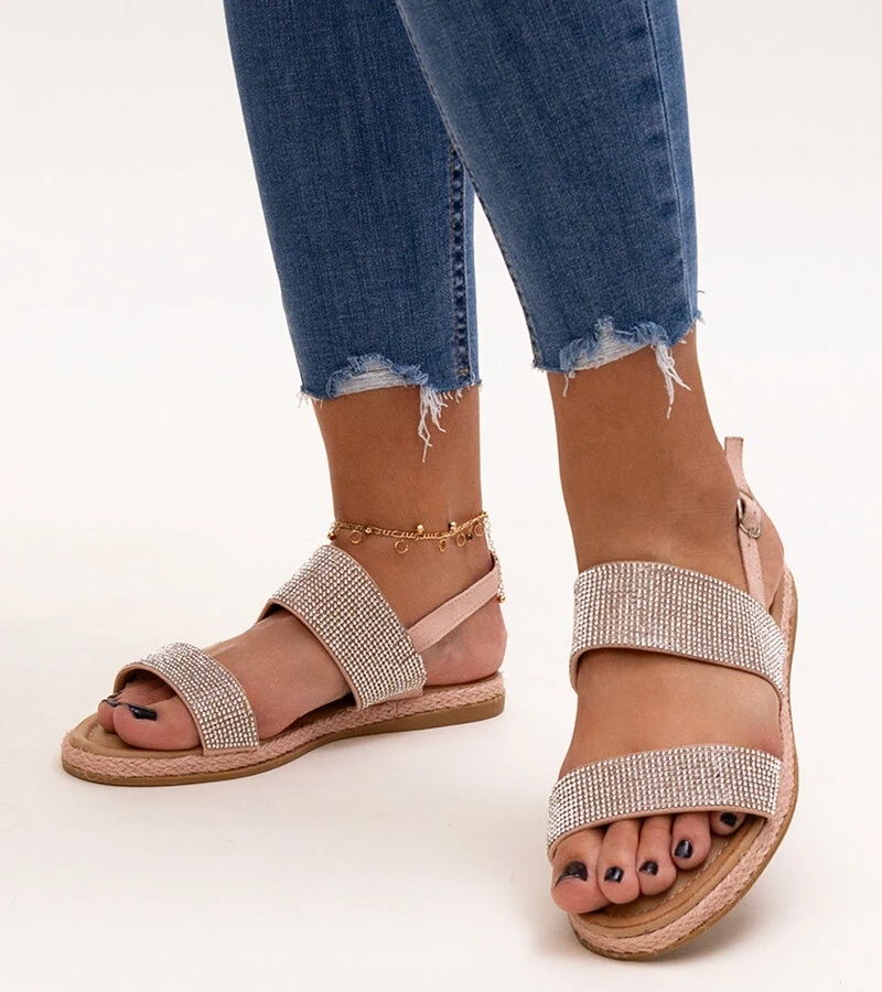 Carvalia cirkóniával díszített rózsaszín szandálok