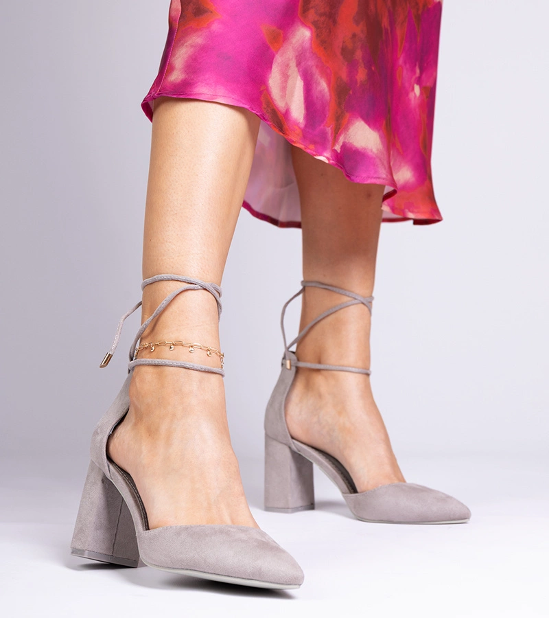 Kaya szürke klasszikus ökológiai velúr magassarkú cipő