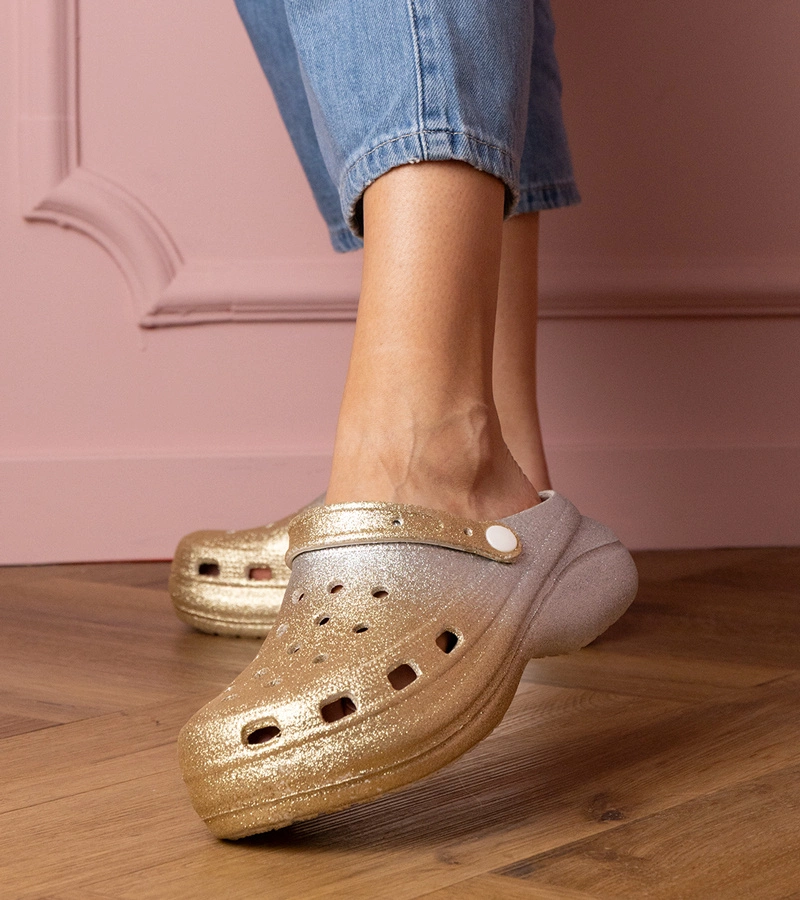 Arany-ezüst zárt platform papucs Kameris