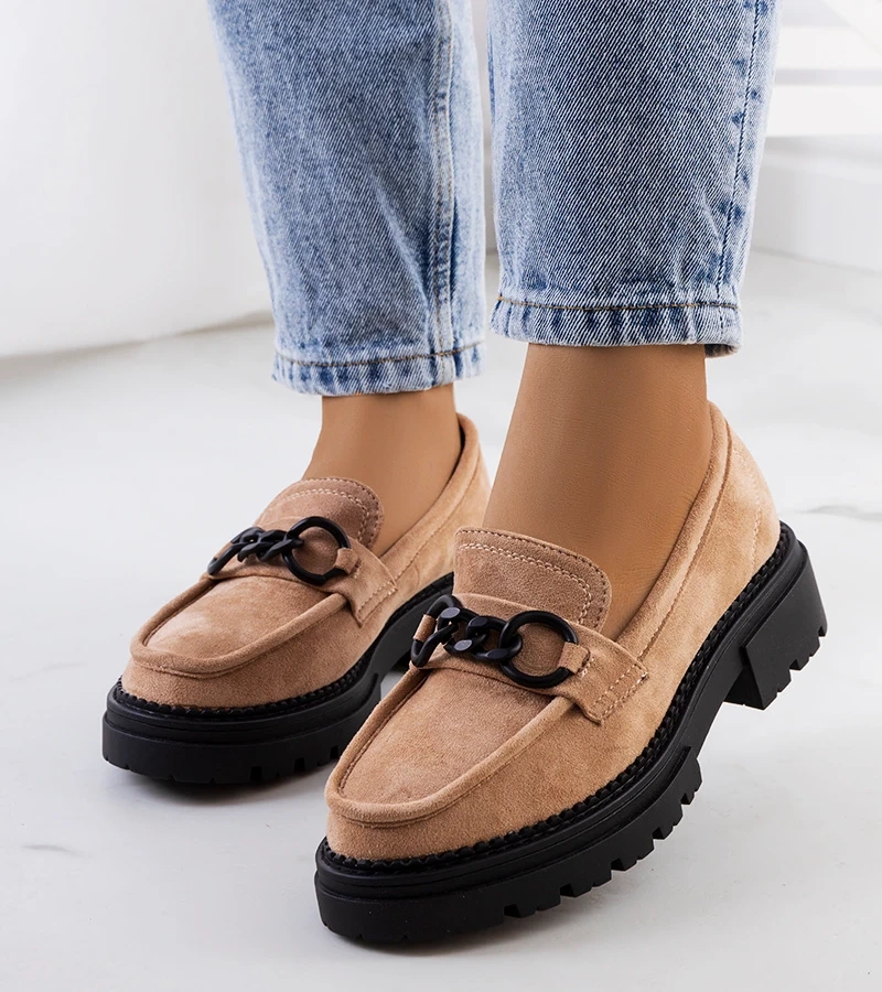 Ermens traktor talpú bézs mocasszinok