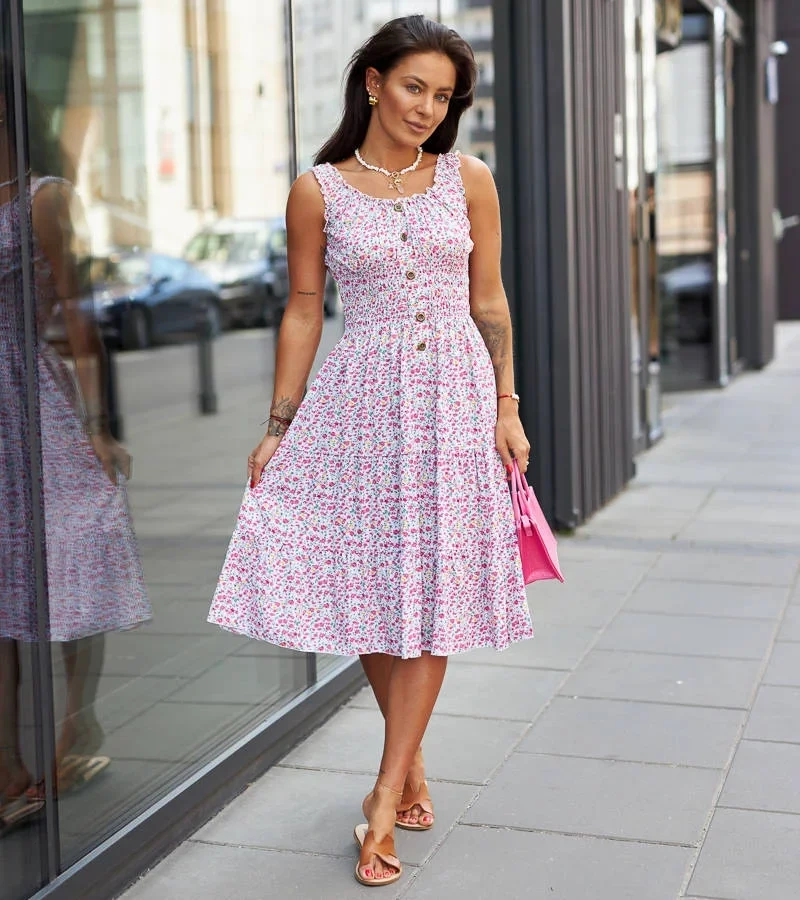 Romolo spagetti pántos rózsaszín ruha