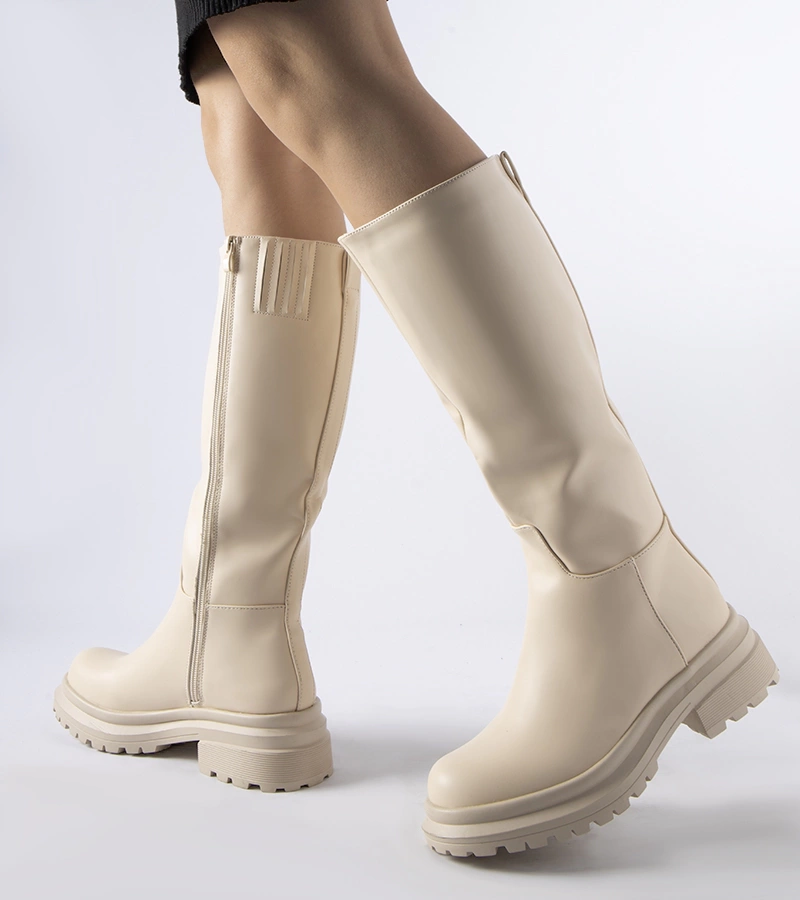 Prisco meleg bézs bőrcsizma