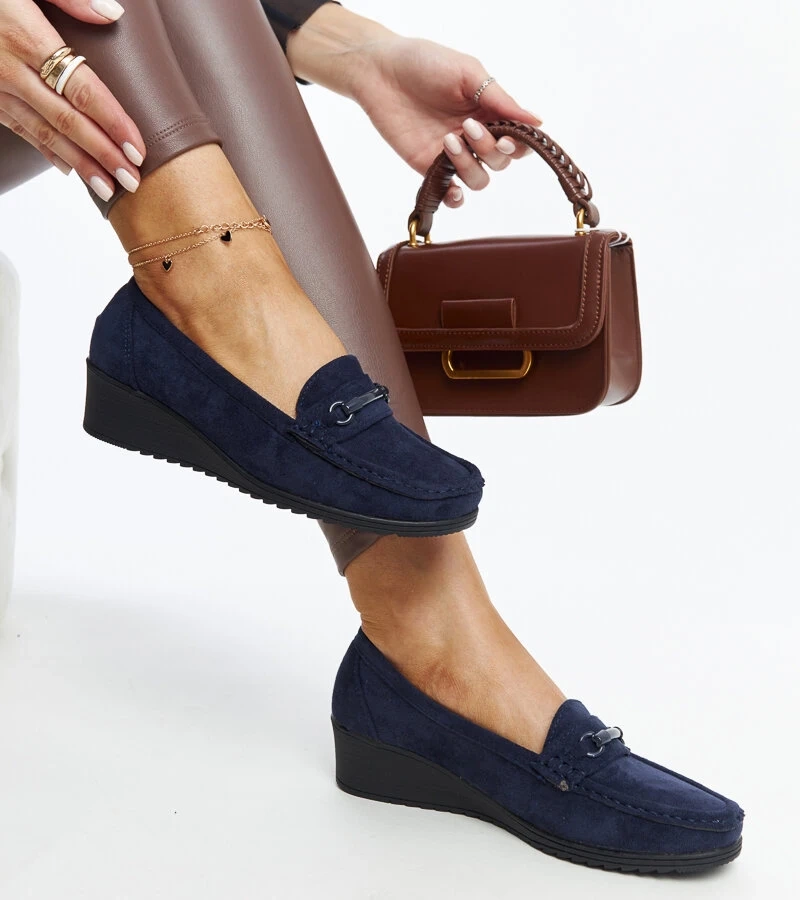 Amela sötétkék platformos mokaszin