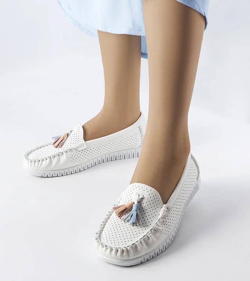 Fehér bőr mokaszin Maryville