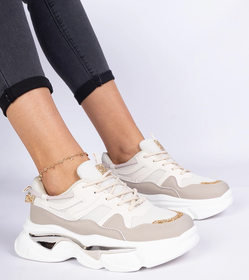 Prutto női bézs tornacipő csillámmal díszítve