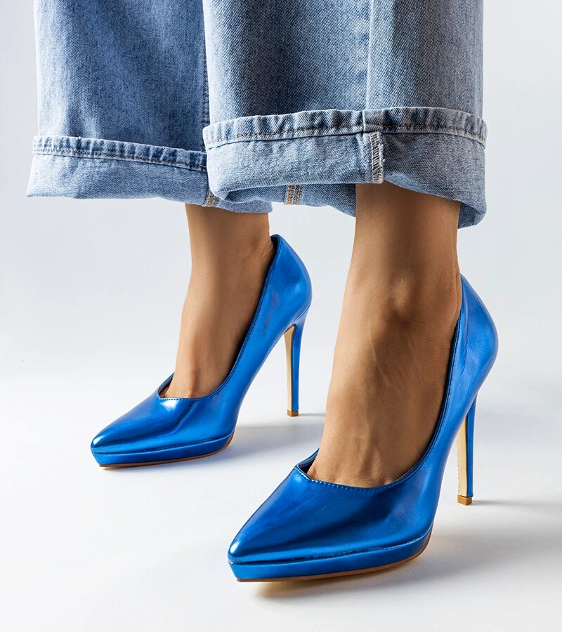 Kristin kék tükrös tűsarkúk