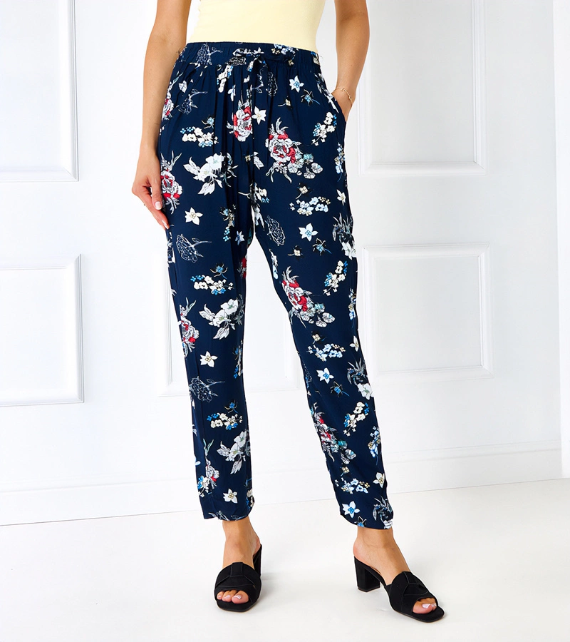 Granát színű virágos nadrág Bazzi