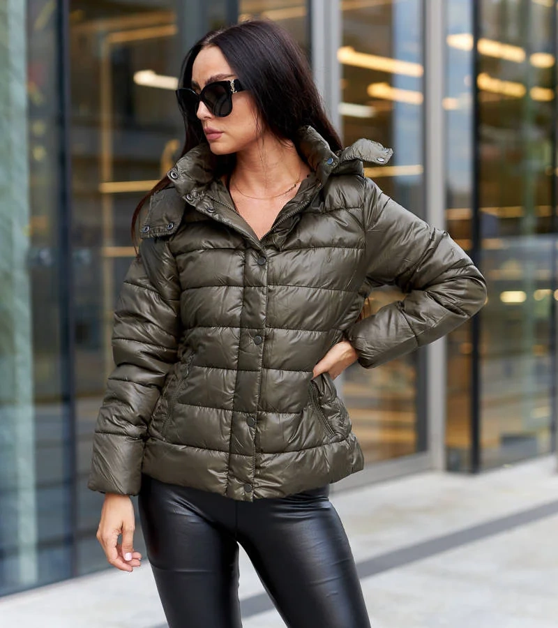 Sötétzöld csillogó Berta dzseki