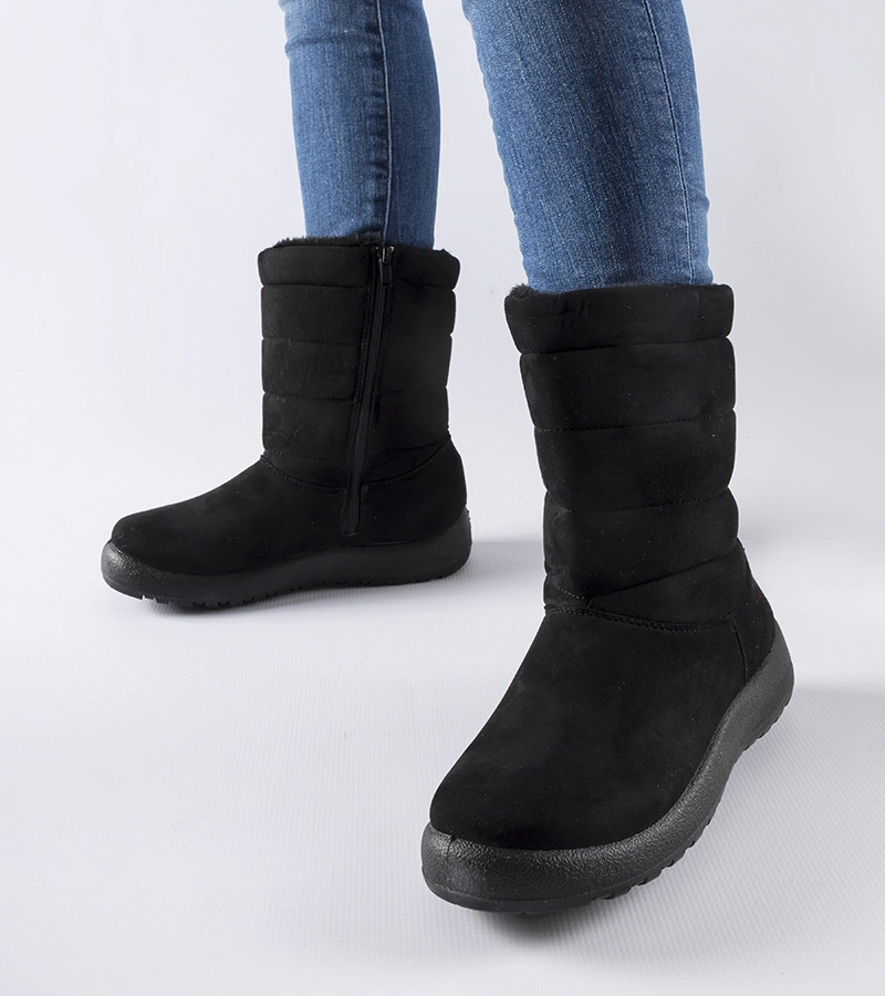 Fekete szőrmebélésű műszárnyú bakancsok Ground.