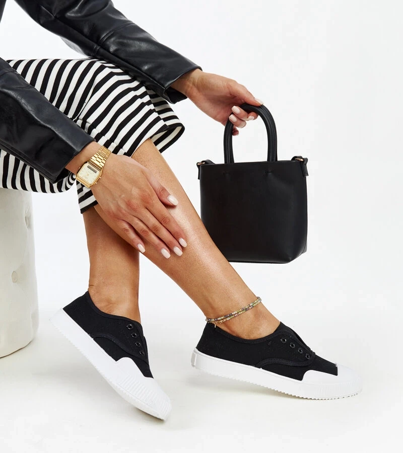 Feyza fekete slip-on tornacipők