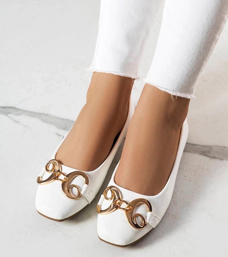 Fehér négyzetes orrú Shawna balerinacipők