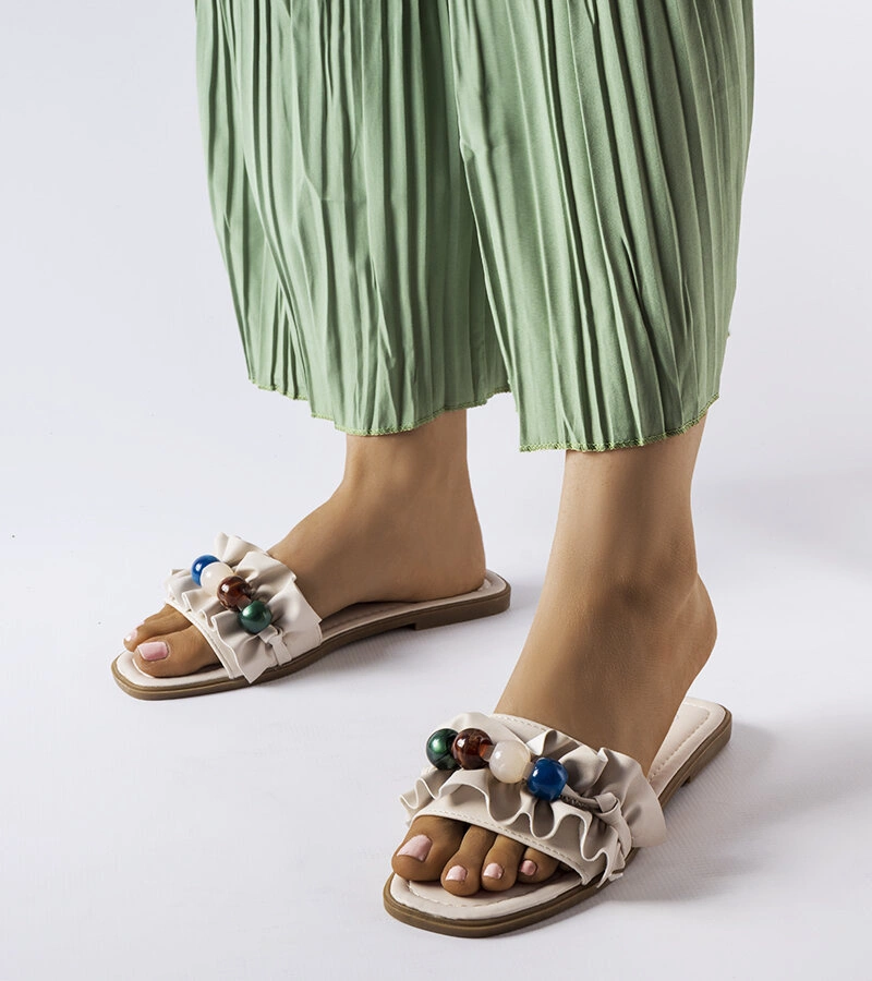 Fortier ráncolt bézs papucs