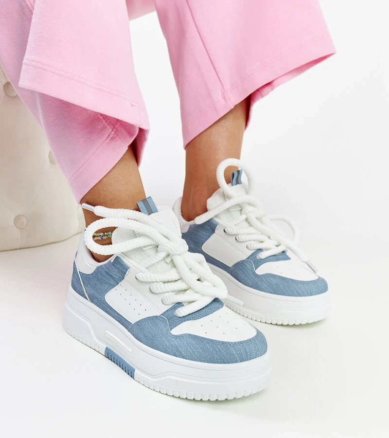 Fehér-kék platformos Szekeres tornacipők