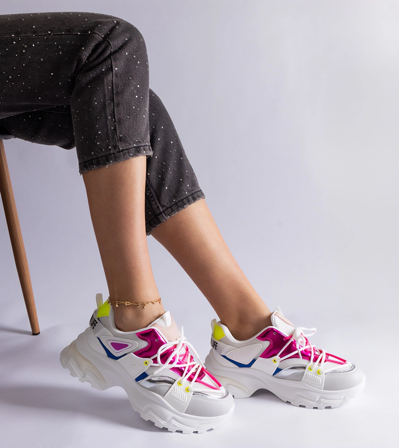 Fehér-rózsaszín sportos tornacipők Sulamita