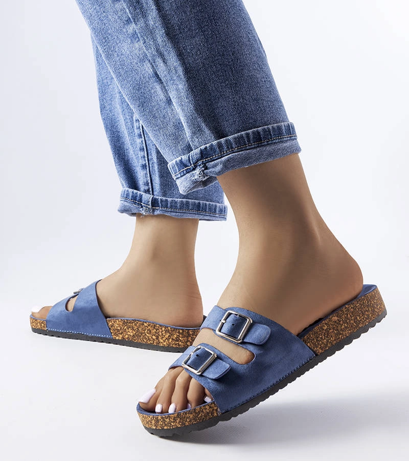 Sötétkék korktalpú papucsok Cincinna