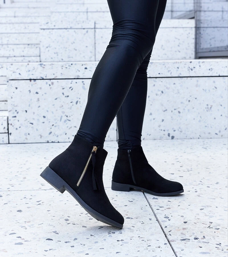 Fekete bélelt bokacsizma öko-szövetből Paien