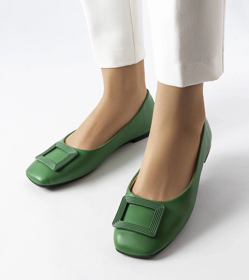 Zöld balerina cipő Sheller csattal