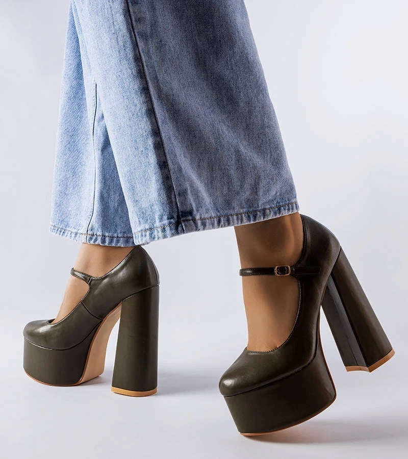 Zöld magas sarkú cipők Colle