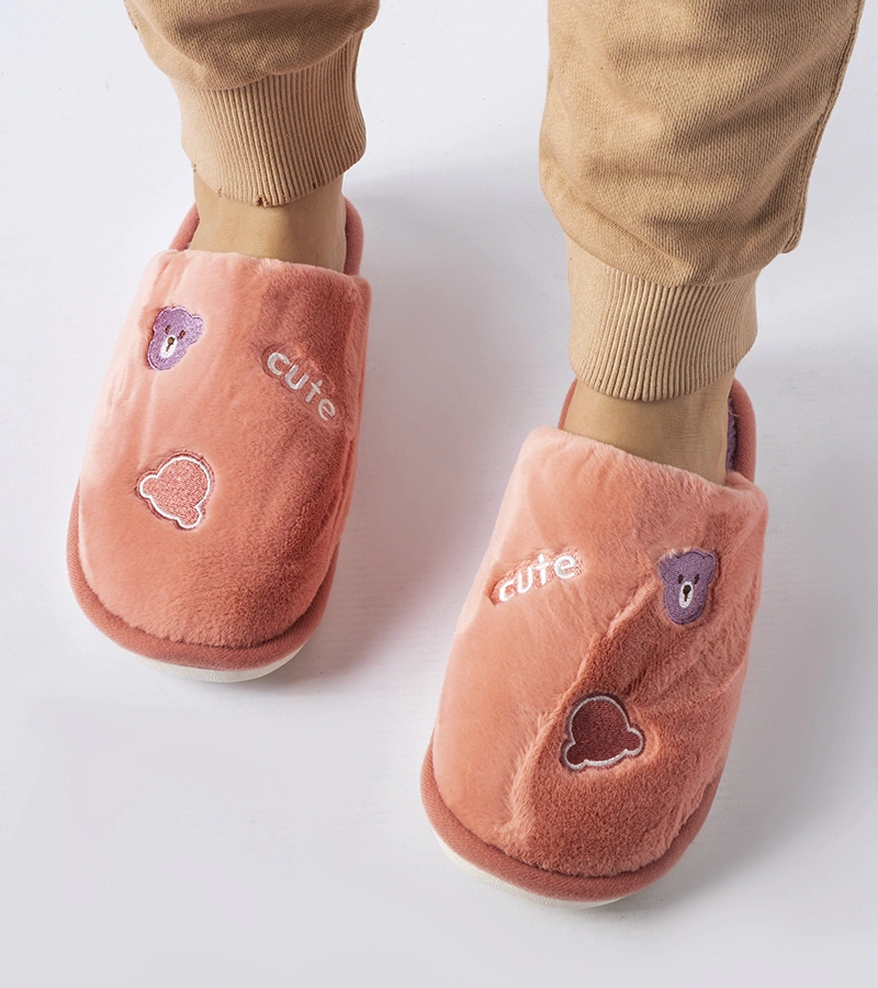 Rózsaszín meleg papucsok Cute medvékkel