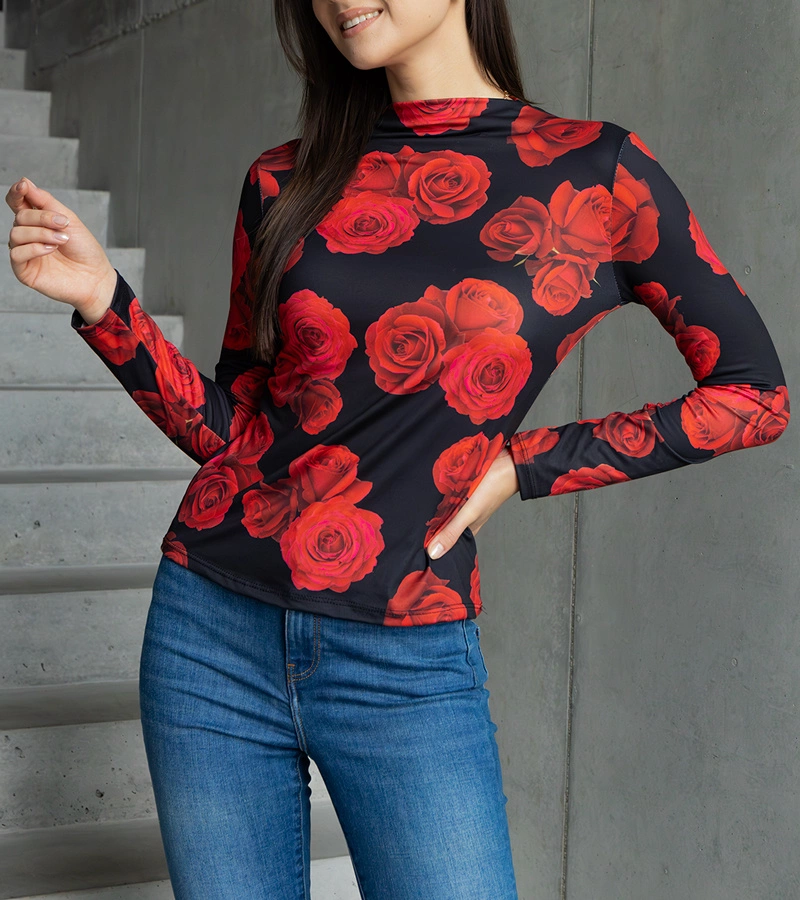 Fekete blúz Amaya mintával