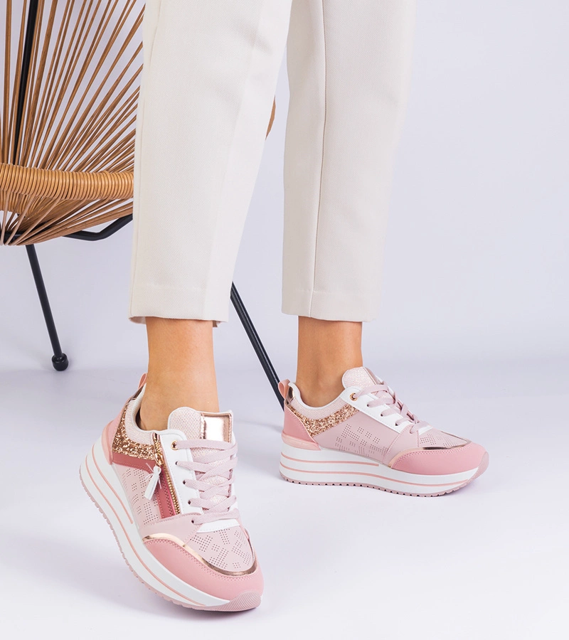 Rózsaszín csillámos platform sportcipő Malta