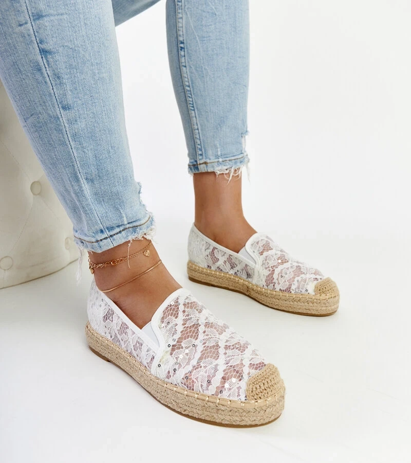 Sonali platformos fehér csipkés espadrille