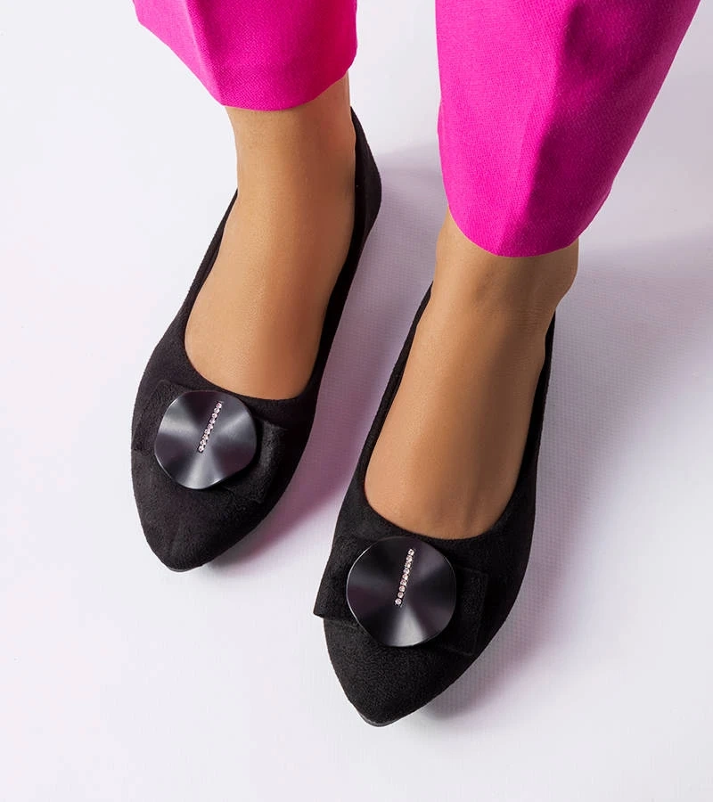 Fekete cipők cirkónia díszítéssel Rémy