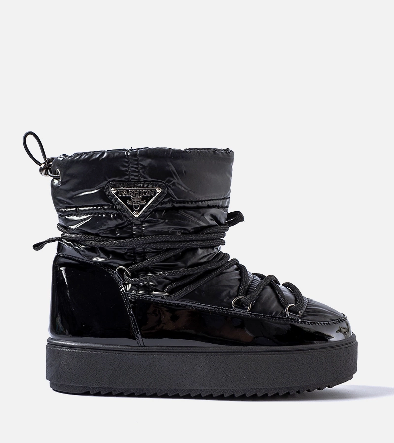 Fekete fényes hótaposók gumival Calogero