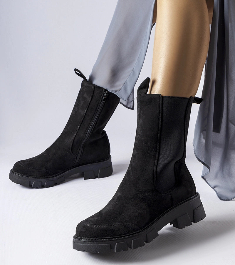 Fekete masszív magas csizma Morbello