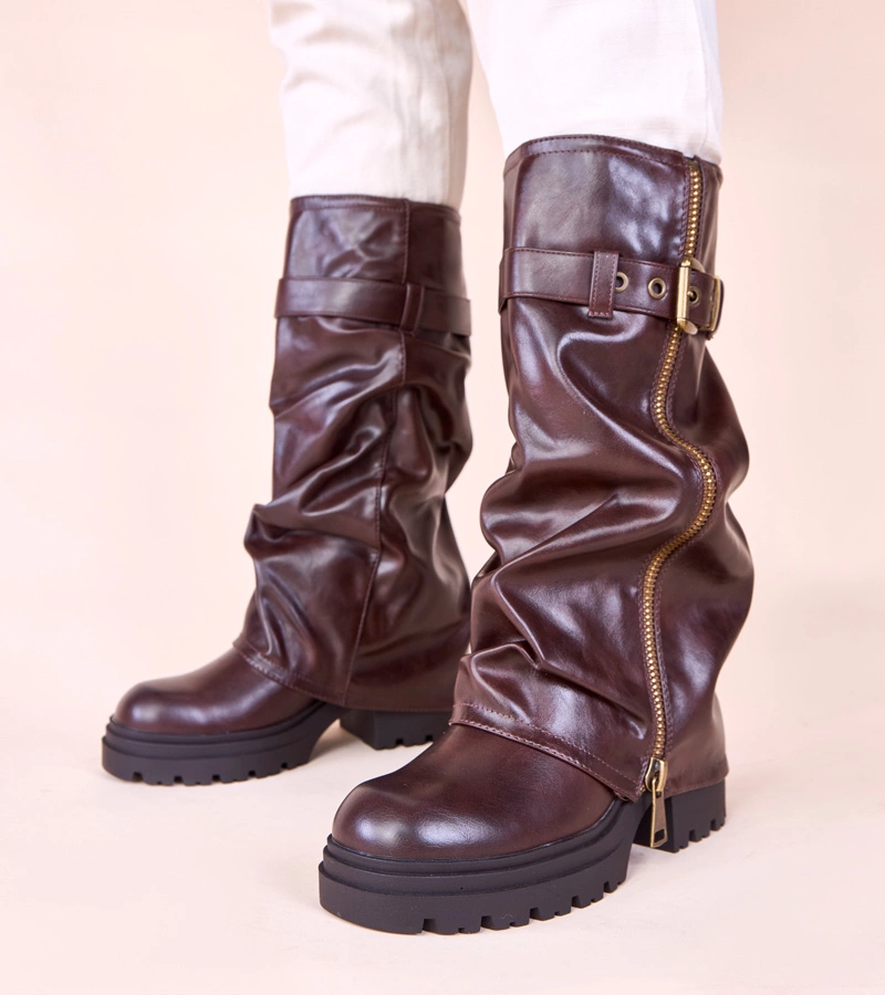 Ettera felhajtott szárú barna csizmák