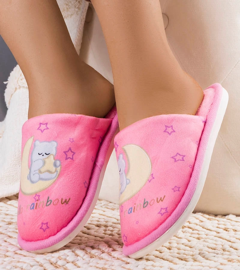 Rózsaszín puha papucs Szivárvány hold