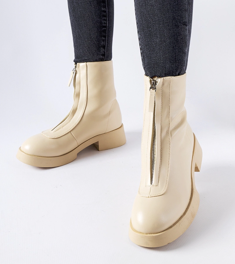 Meleg bézs bokacsizma cipzárral Baldo