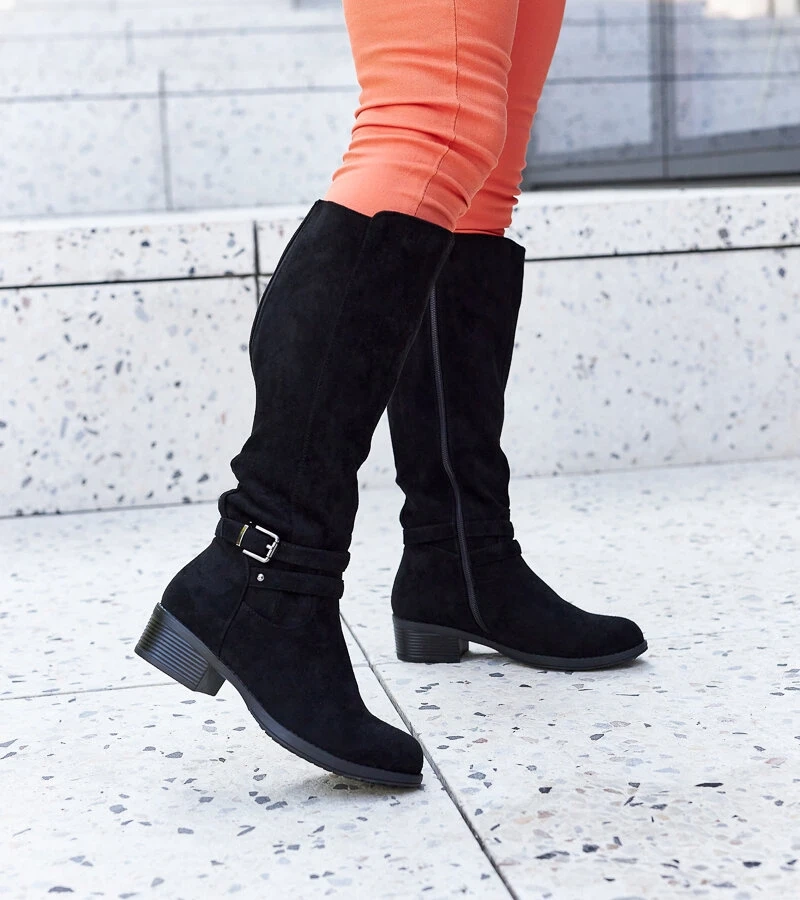 Fekete bélelt műszálas szarvasbőr Aldisio csizma