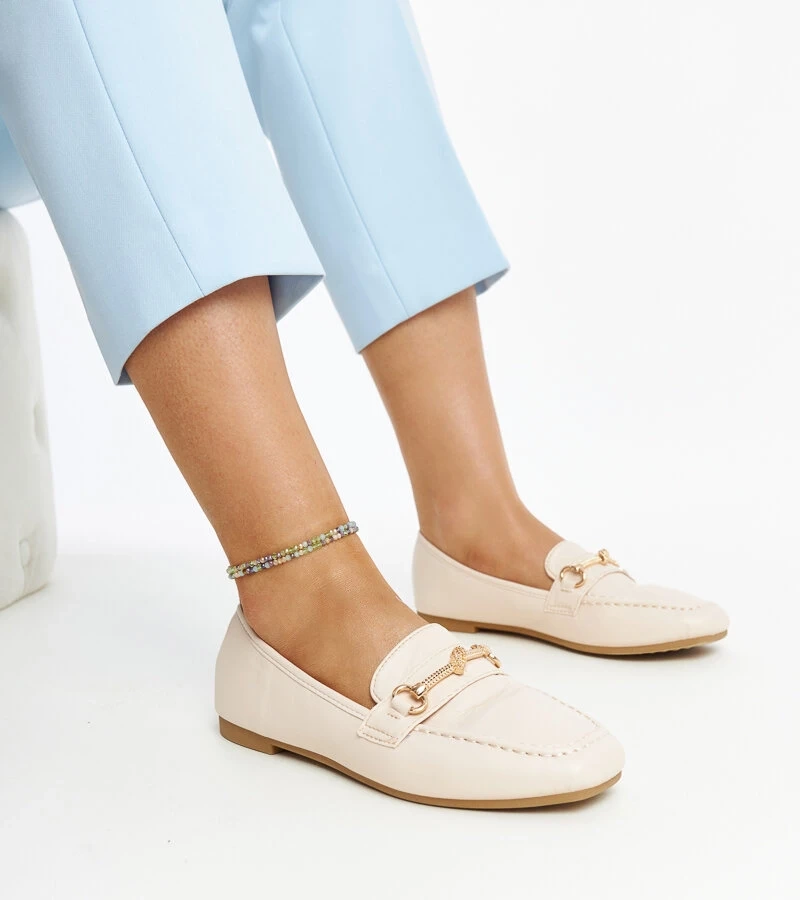 Világos bézs díszes Docherty mokaszinok