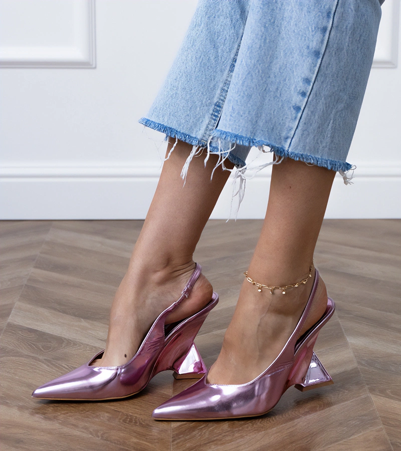 Lila szandálok geometrikus telitalpú Kokkes