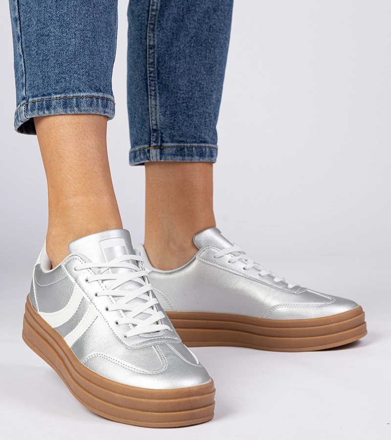 Ezüst női sportos platform tornacipő Melly