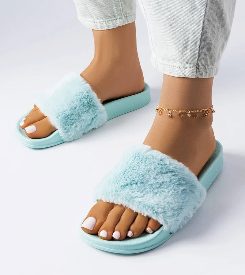 Kék szőrös Raffaele papucsok