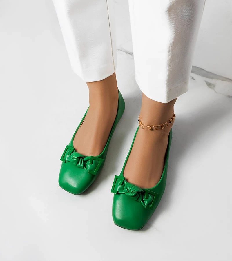 Zöld szalagdíszes Tabitha balerinacipők