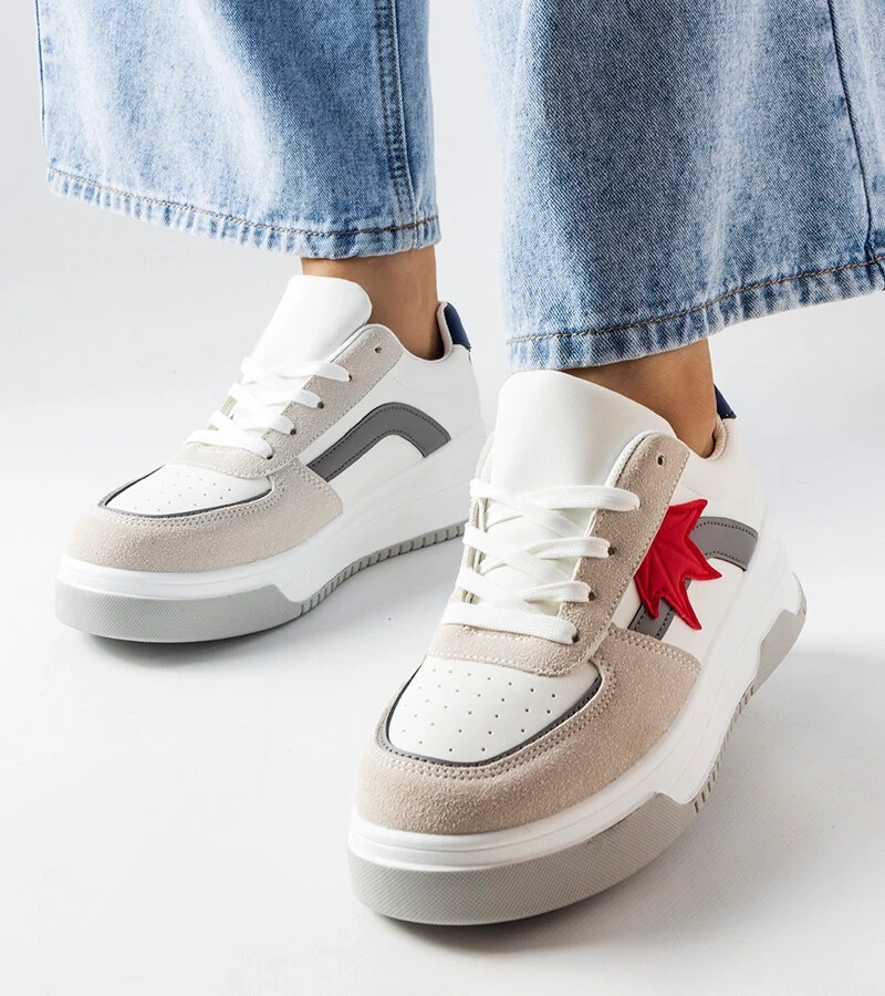 Fehér sneaker eko szarvasbőr betéttel Kollins