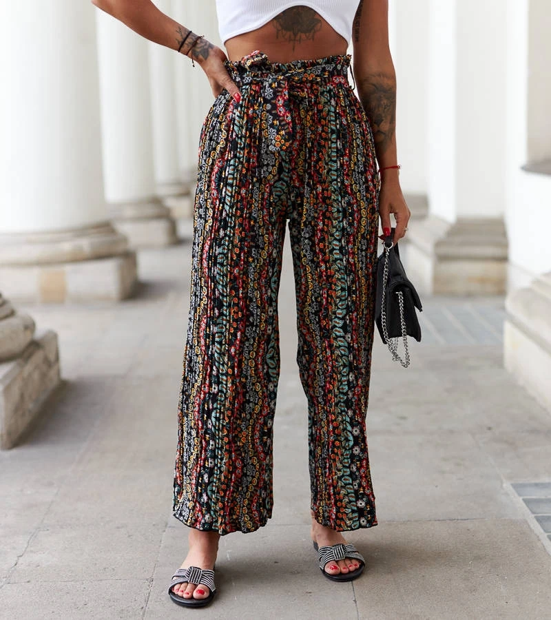 Fekete széles pliszírozott Archimede nadrág